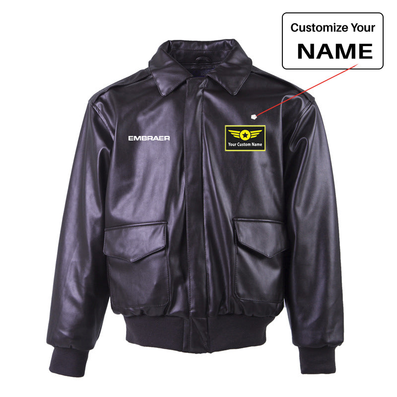 Embraer & Text Designed Leather Bomber Jackets (NO Fur)