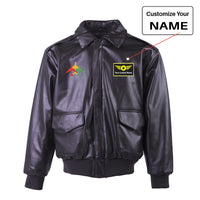 Thumbnail for Colourful 3 Airplanes Designed Leather Bomber Jackets (NO Fur)