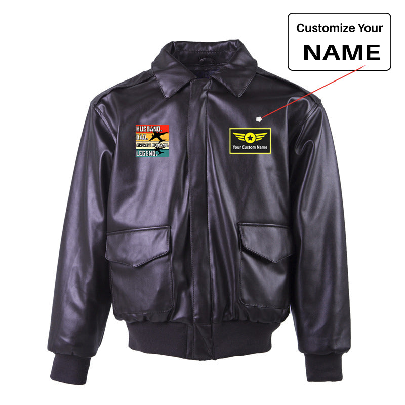 Husband & Dad & Aircraft Mechanic & Legend Designed Leather Bomber Jackets (NO Fur)