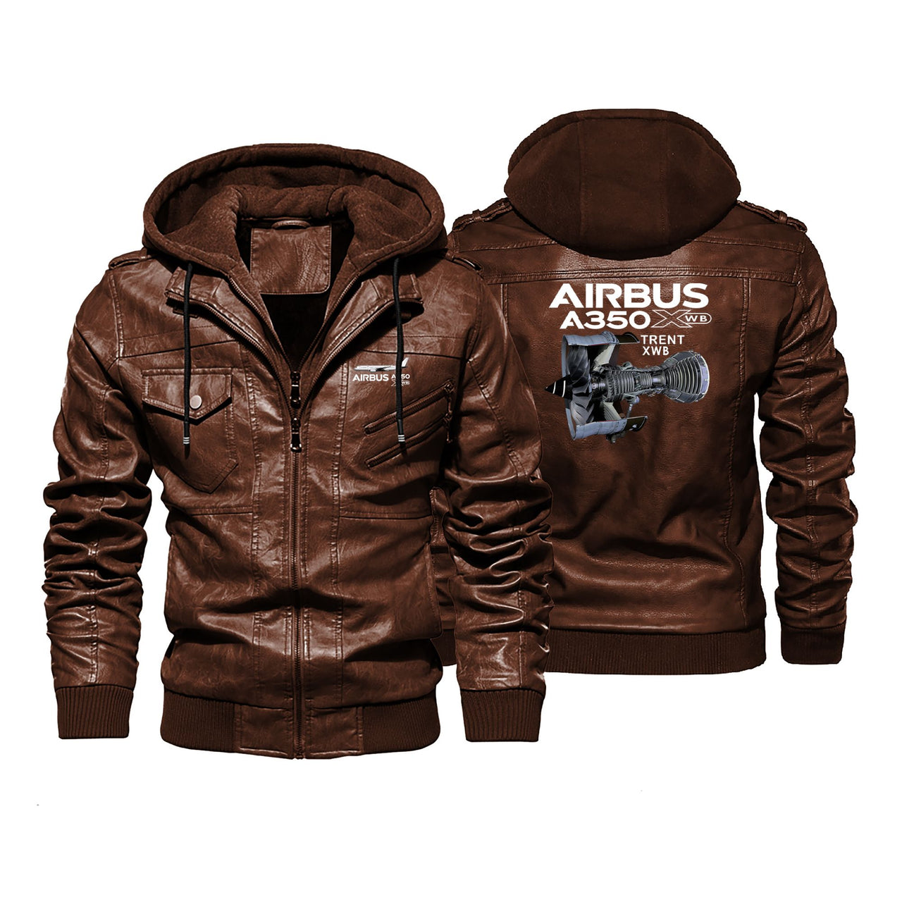 Airbus A350 & Trent XWB Engine Designed Hooded Leather Jackets