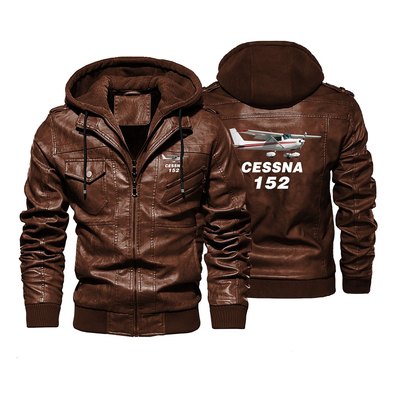 The Cessna 152 Designed Hooded Leather Jackets