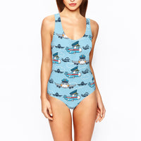 Thumbnail for Cartoon & Funny Airplanes Designed Women Swim Bodysuits