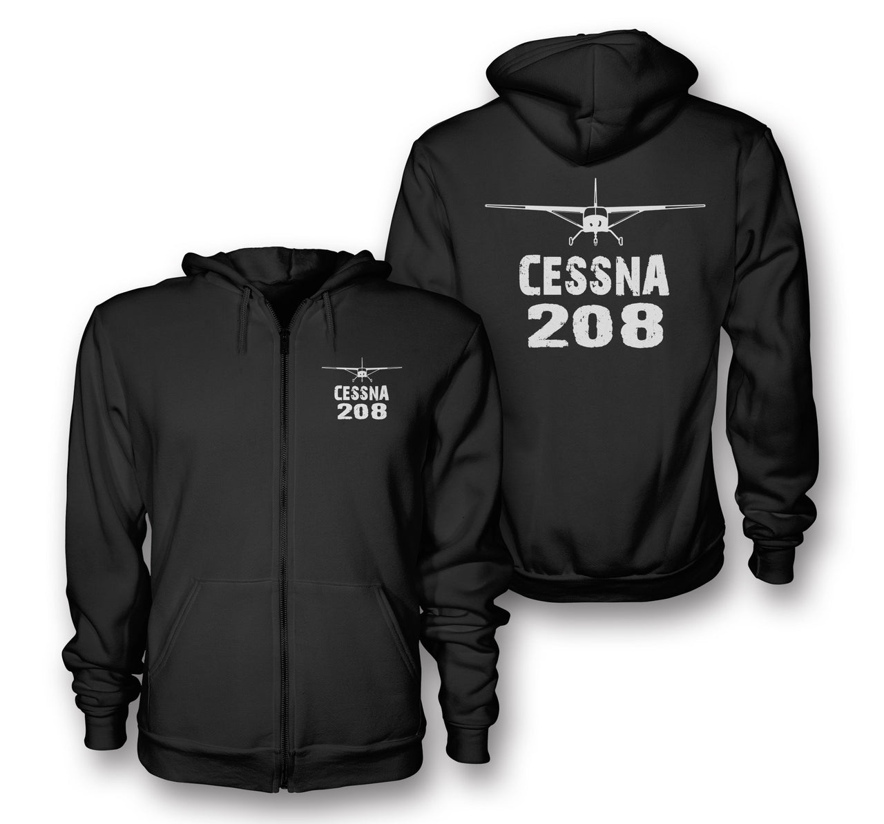 Cessna 208 & Plane Designed Zipped Hoodies