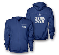 Thumbnail for Cessna 208 & Plane Designed Zipped Hoodies