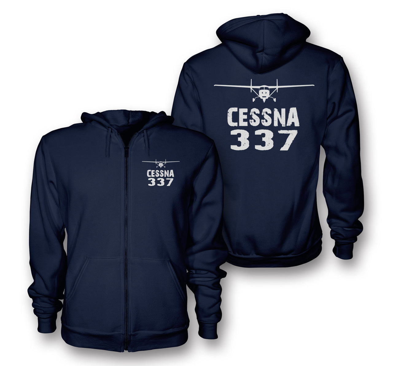 Cessna 337 & Plane Designed Zipped Hoodies