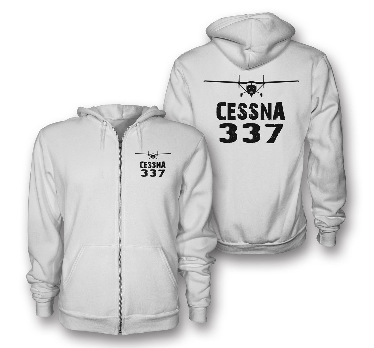 Cessna 337 & Plane Designed Zipped Hoodies