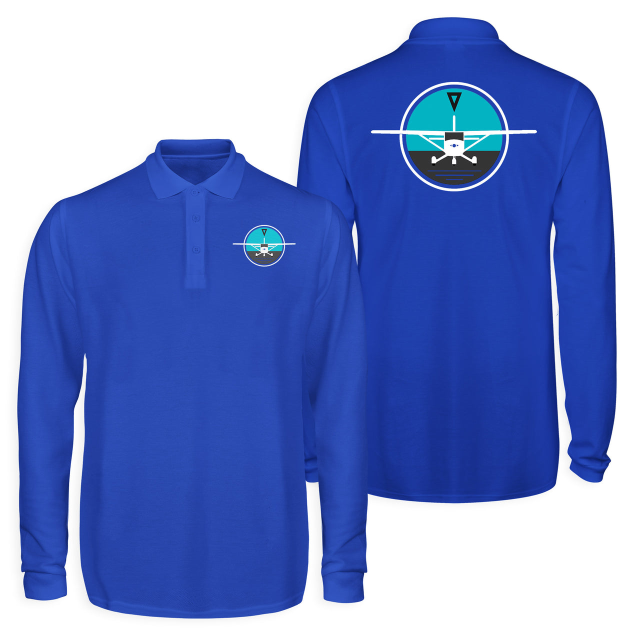 Cessna & Gyro Designed Long Sleeve Polo T-Shirts (Double-Side)