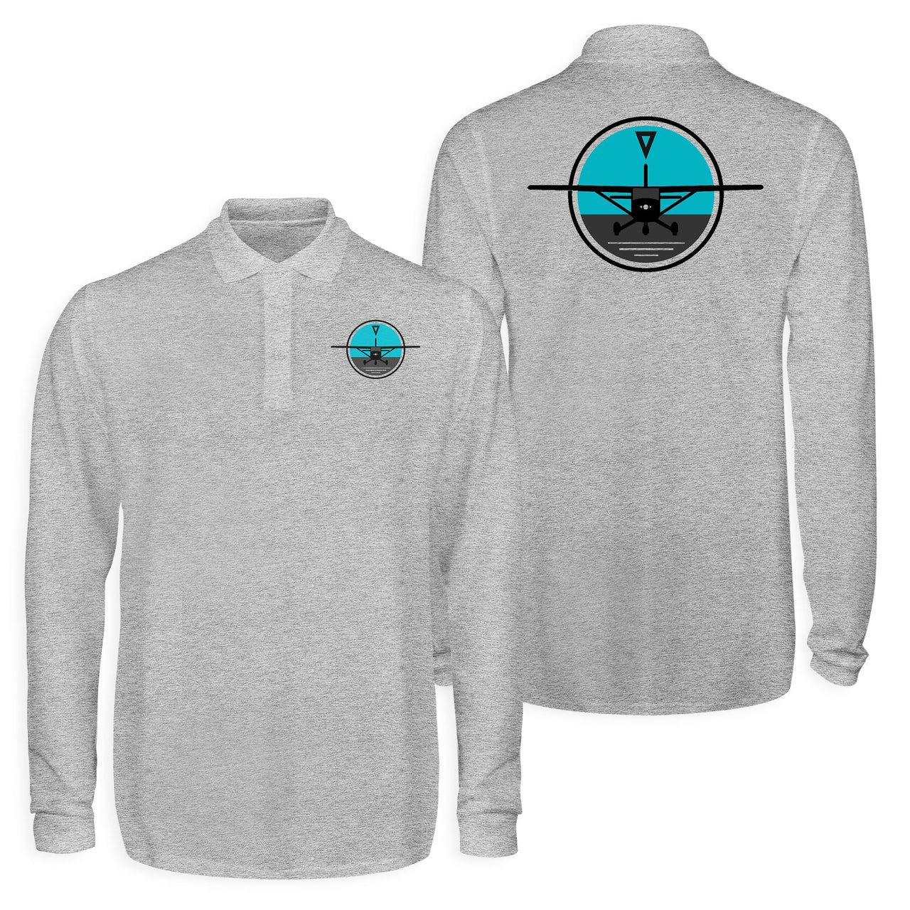 Cessna & Gyro Designed Long Sleeve Polo T-Shirts (Double-Side)