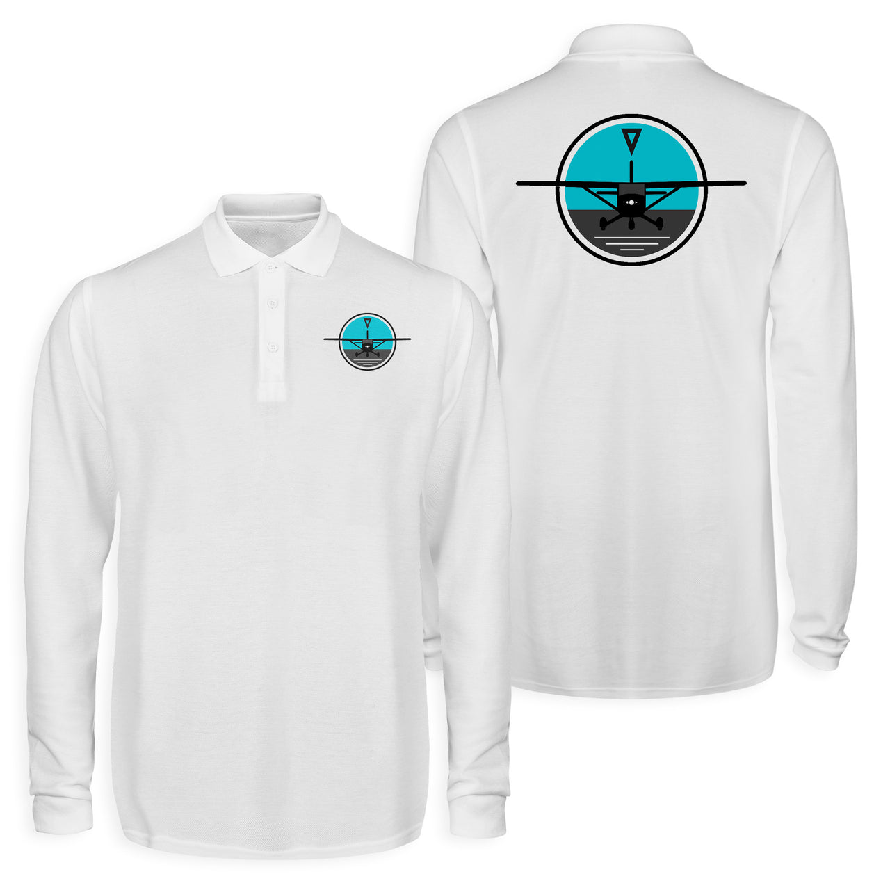 Cessna & Gyro Designed Long Sleeve Polo T-Shirts (Double-Side)