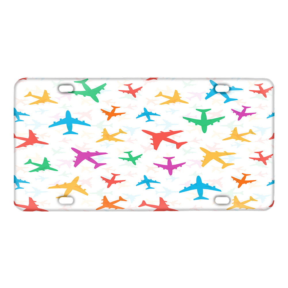 Cheerful Seamless Airplanes Designed Metal (License) Plates