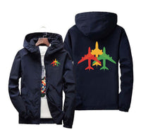 Thumbnail for Colourful 3 Airplanes Designed Windbreaker Jackets