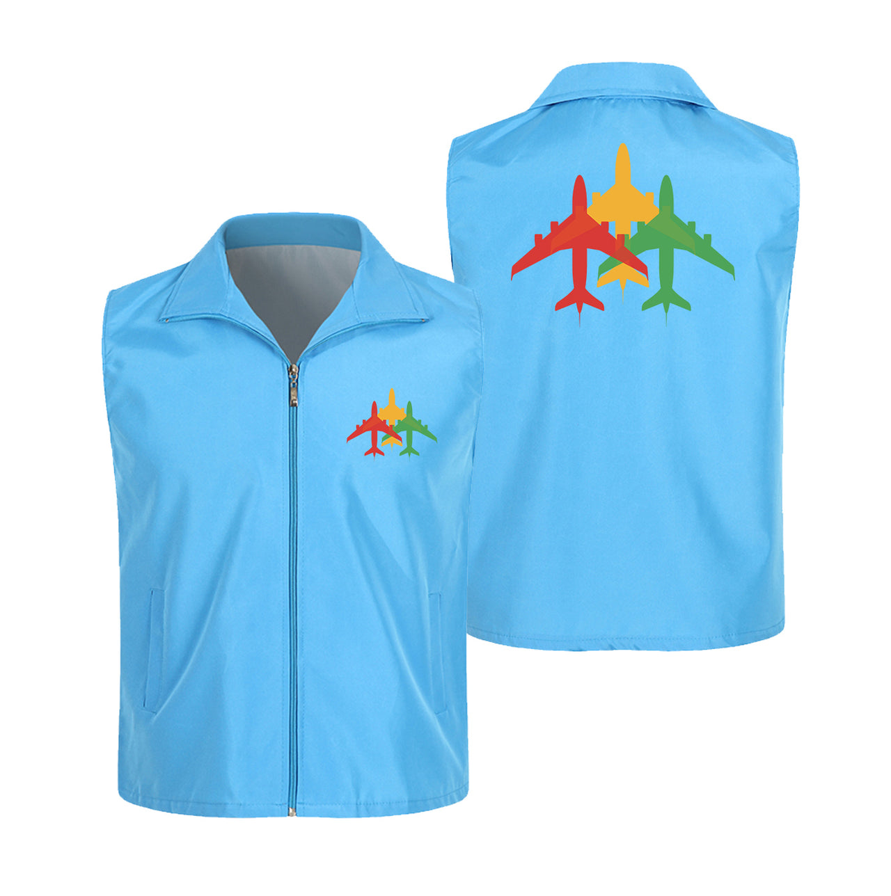 Colourful 3 Airplanes Designed Thin Style Vests