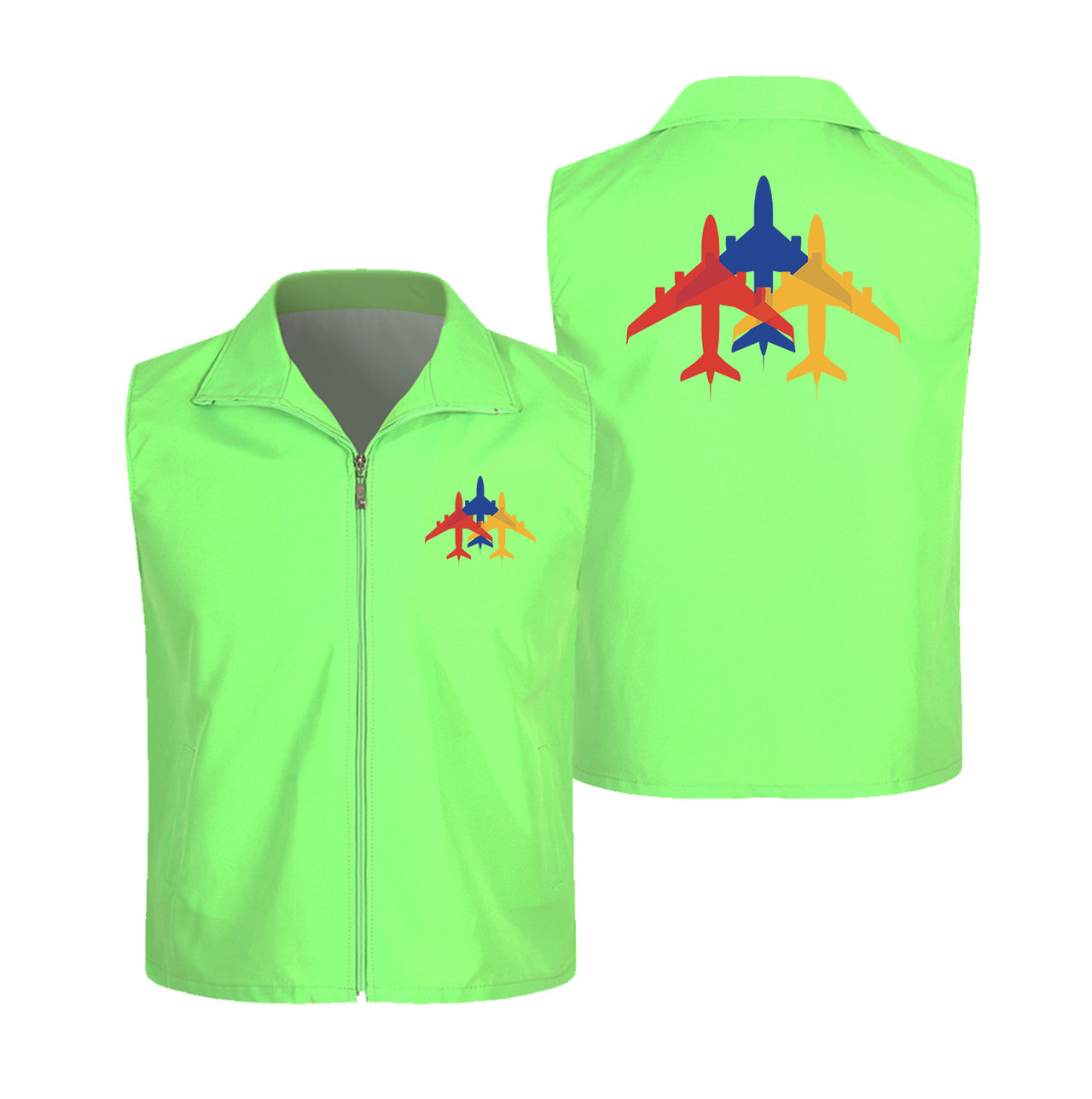 Colourful 3 Airplanes Designed Thin Style Vests