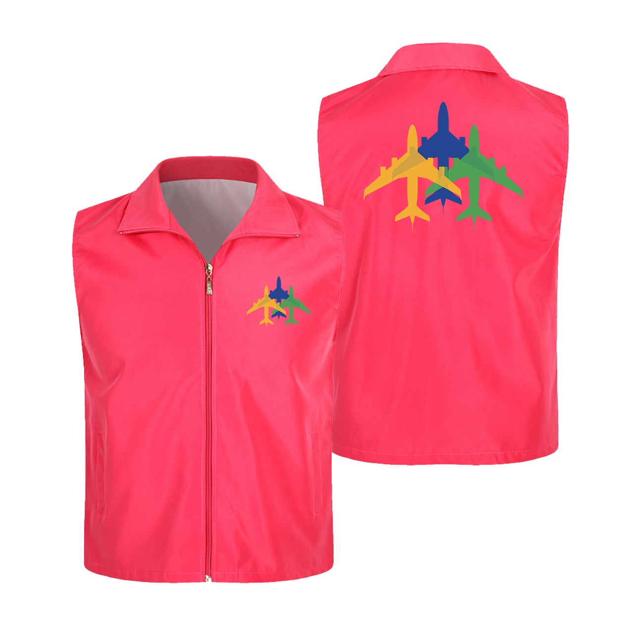 Colourful 3 Airplanes Designed Thin Style Vests