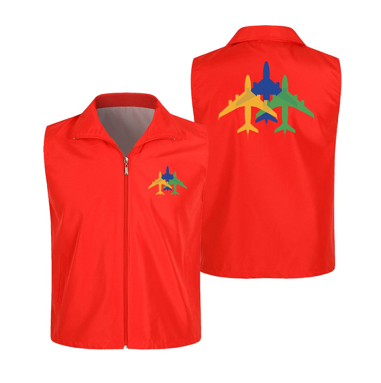 Colourful 3 Airplanes Designed Thin Style Vests