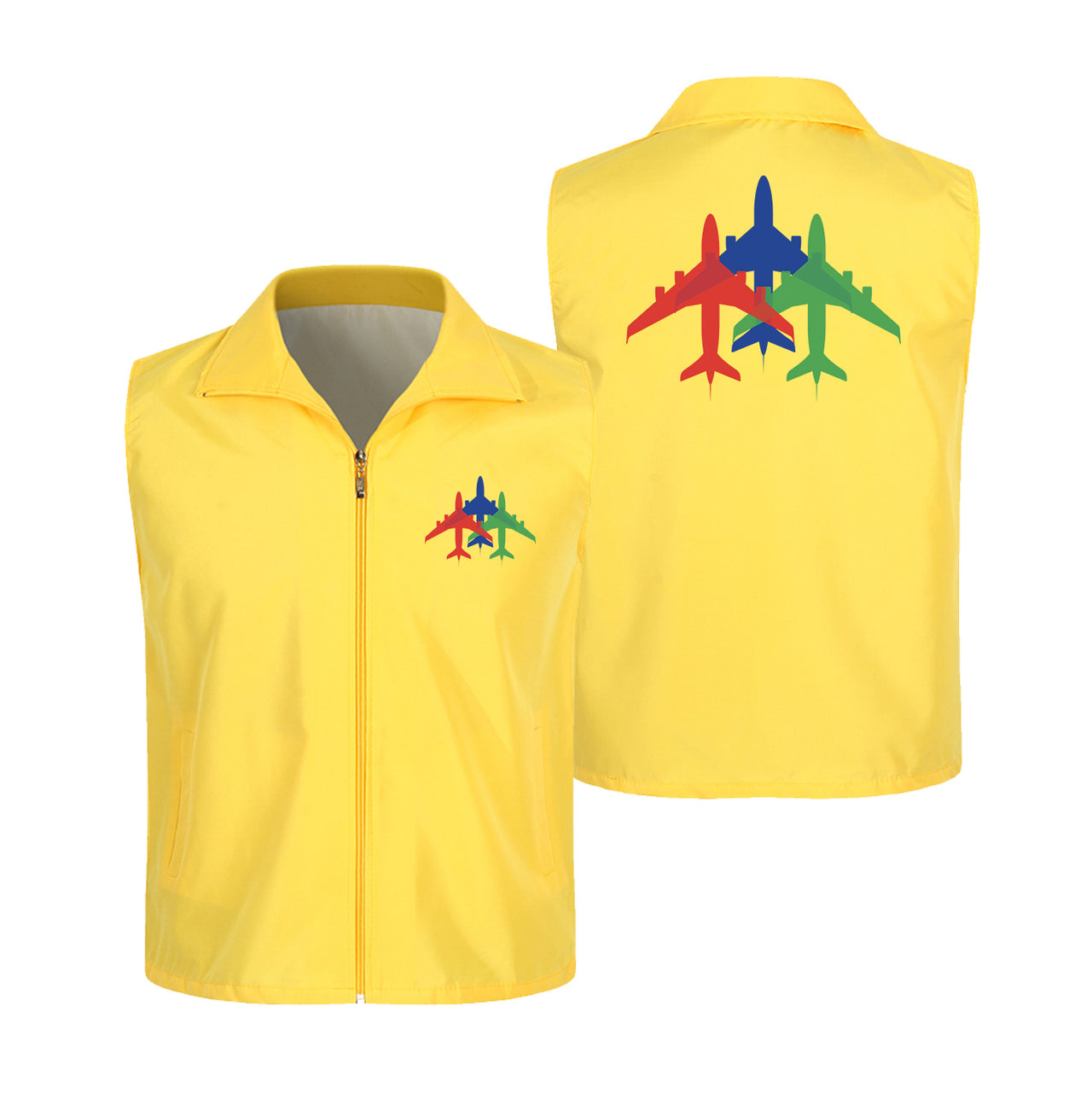 Colourful 3 Airplanes Designed Thin Style Vests