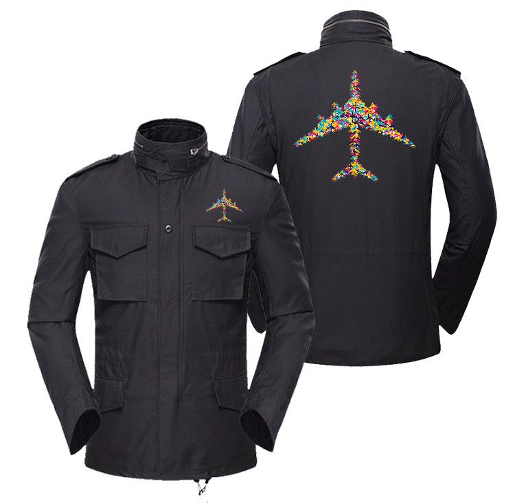 Colourful Airplane Designed Military Coats