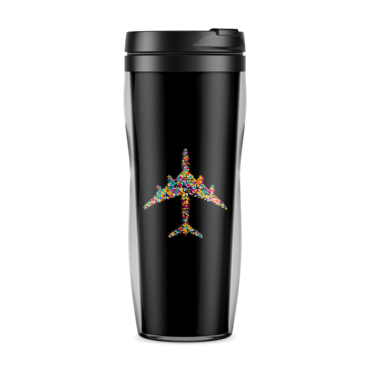 Colourful Airplane Designed Travel Mugs