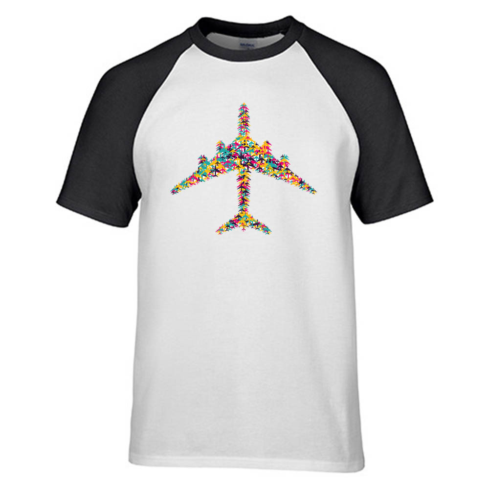 Colourful Airplane Designed Raglan T-Shirts