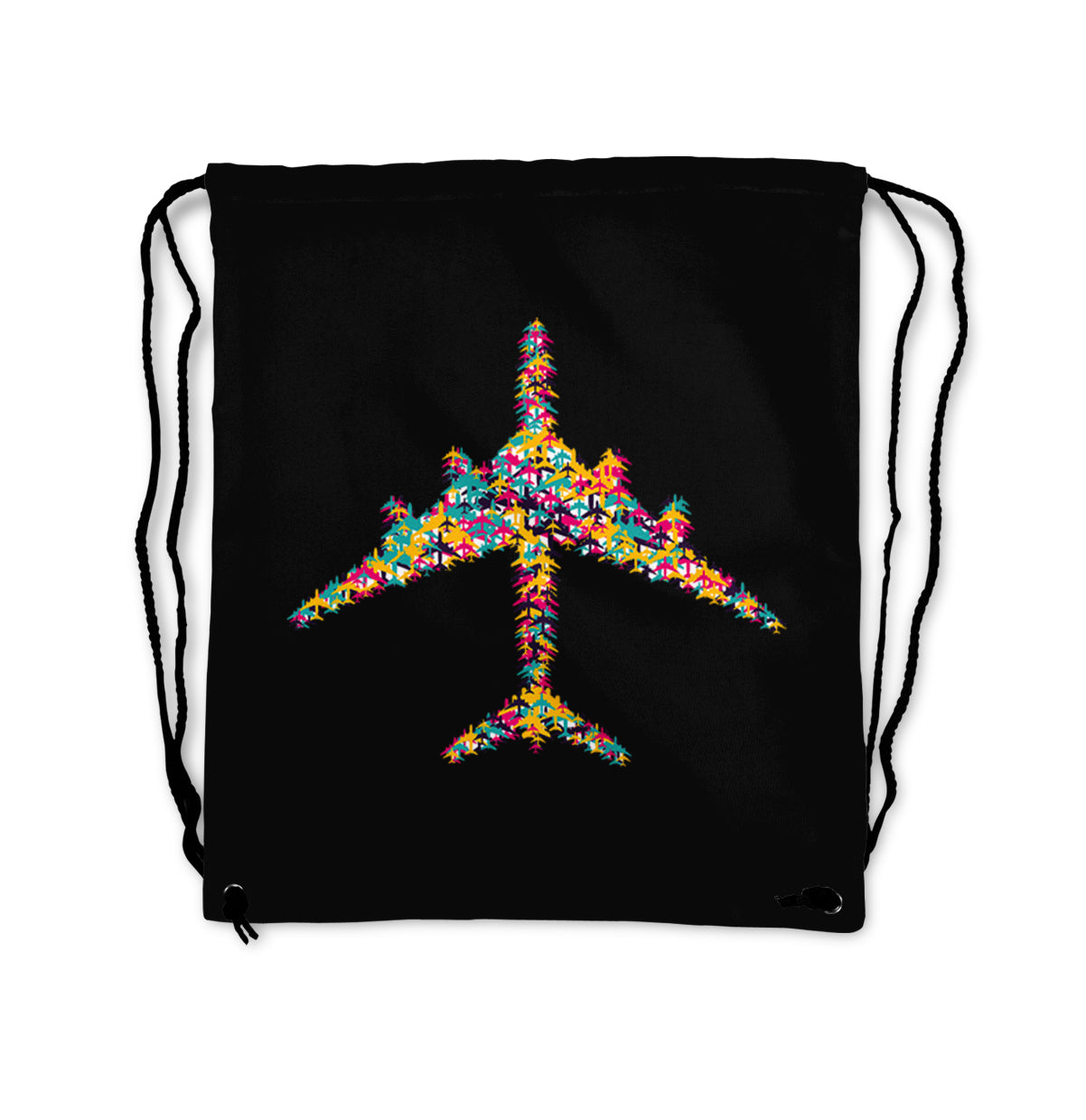 Colourful Airplane Designed Drawstring Bags