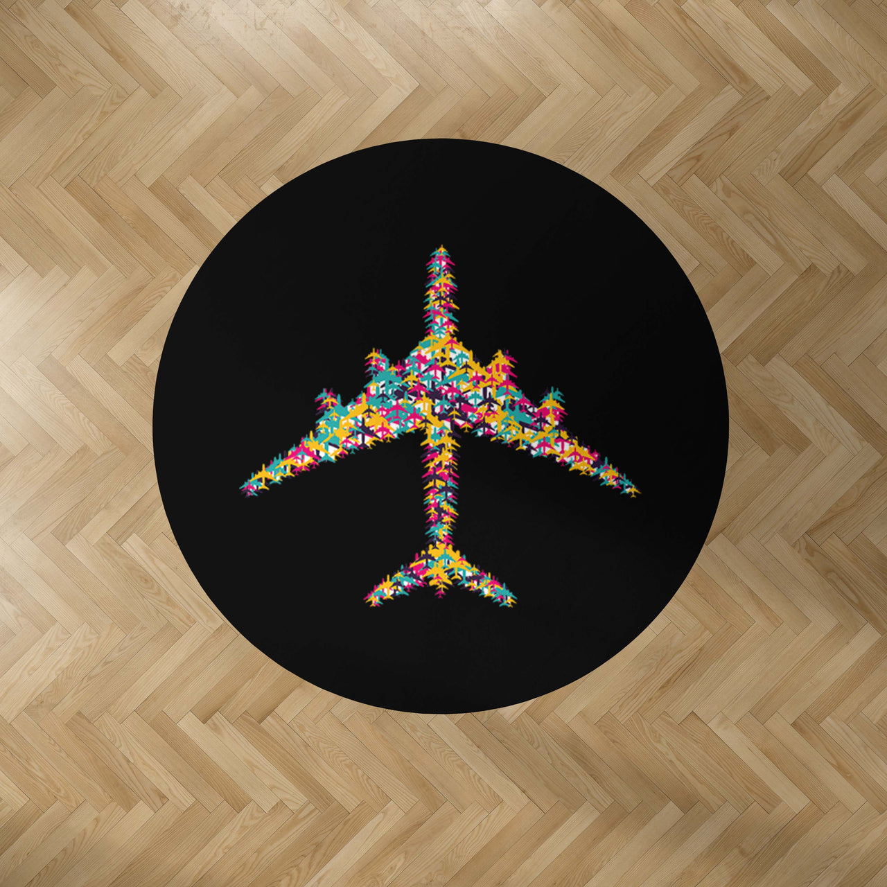 Colourful Airplane Designed Carpet & Floor Mats (Round)