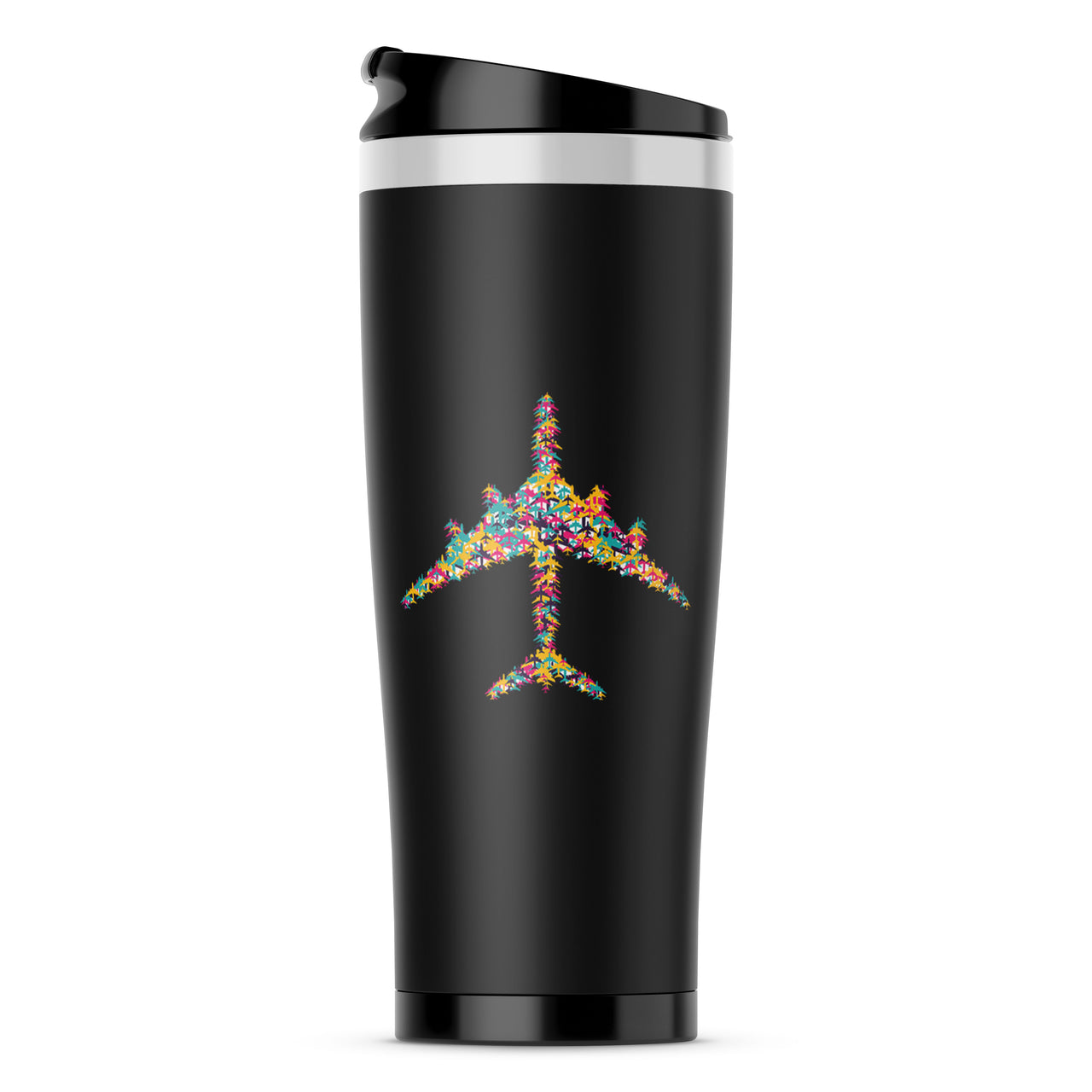 Colourful Airplane Designed Travel Mugs