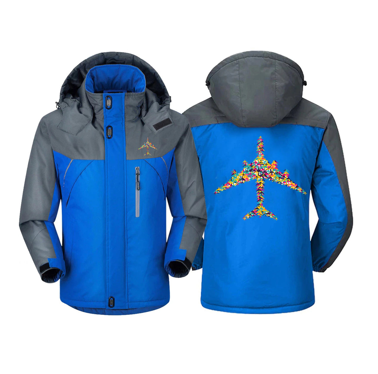 Colourful Airplane Designed Thick Winter Jackets