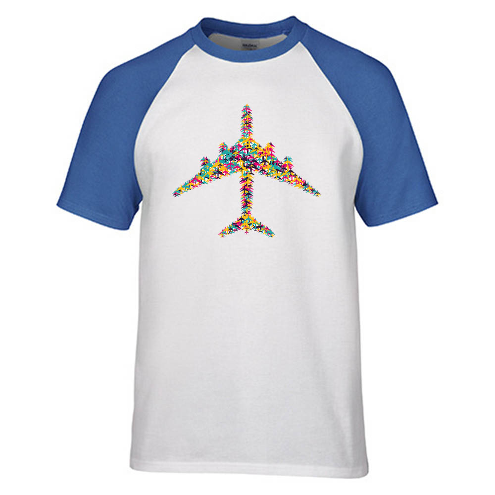 Colourful Airplane Designed Raglan T-Shirts