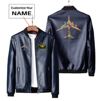 Thumbnail for Colourful Airplane Designed PU Leather Jackets