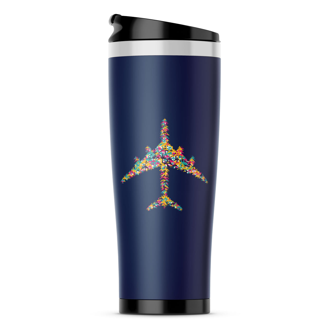 Colourful Airplane Designed Travel Mugs