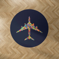 Thumbnail for Colourful Airplane Designed Carpet & Floor Mats (Round)