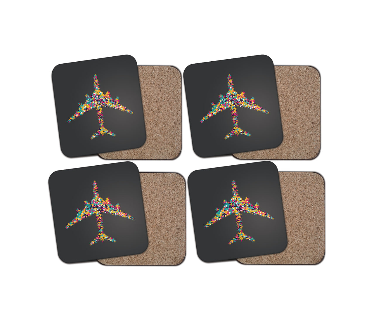 Colourful Airplane Designed Coasters