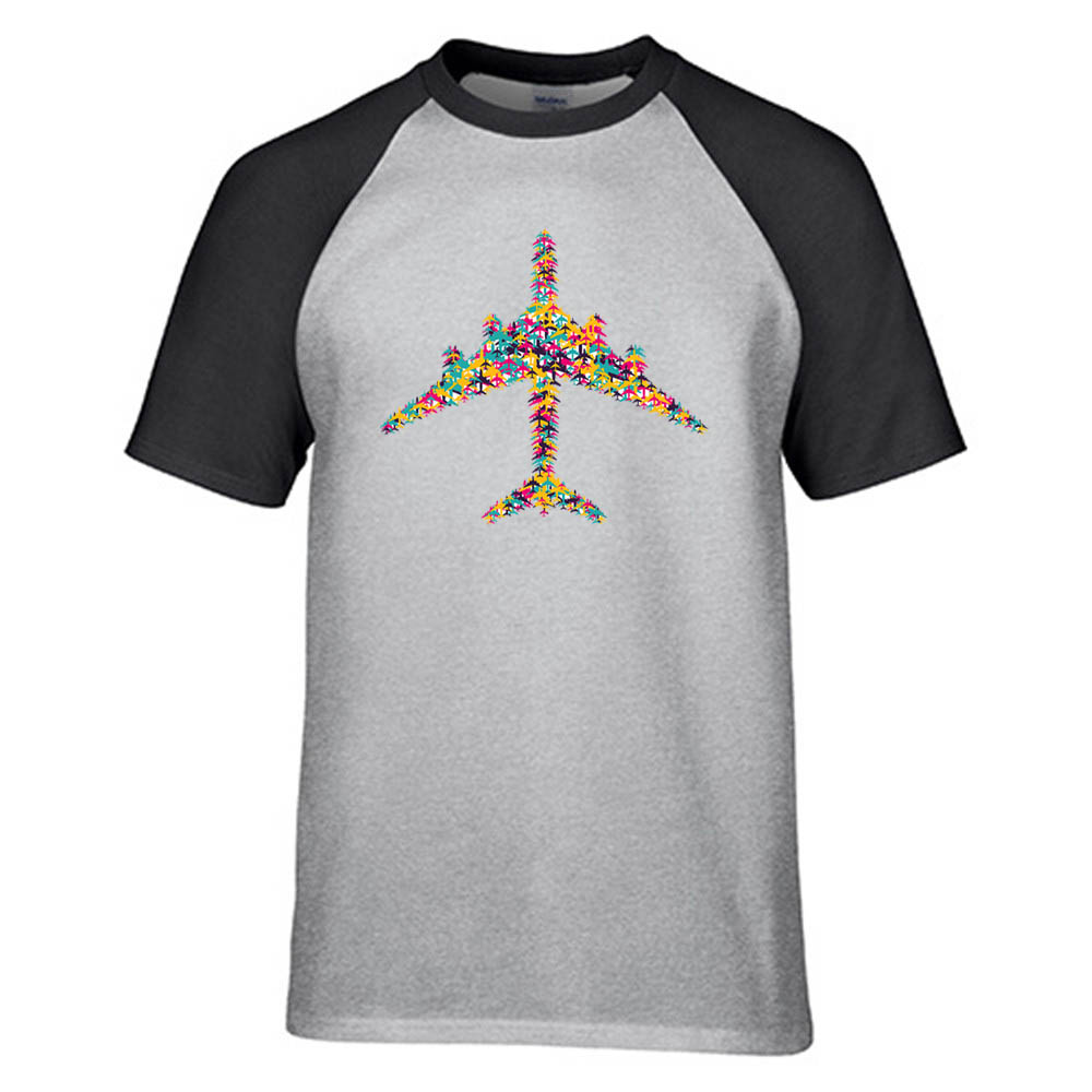 Colourful Airplane Designed Raglan T-Shirts