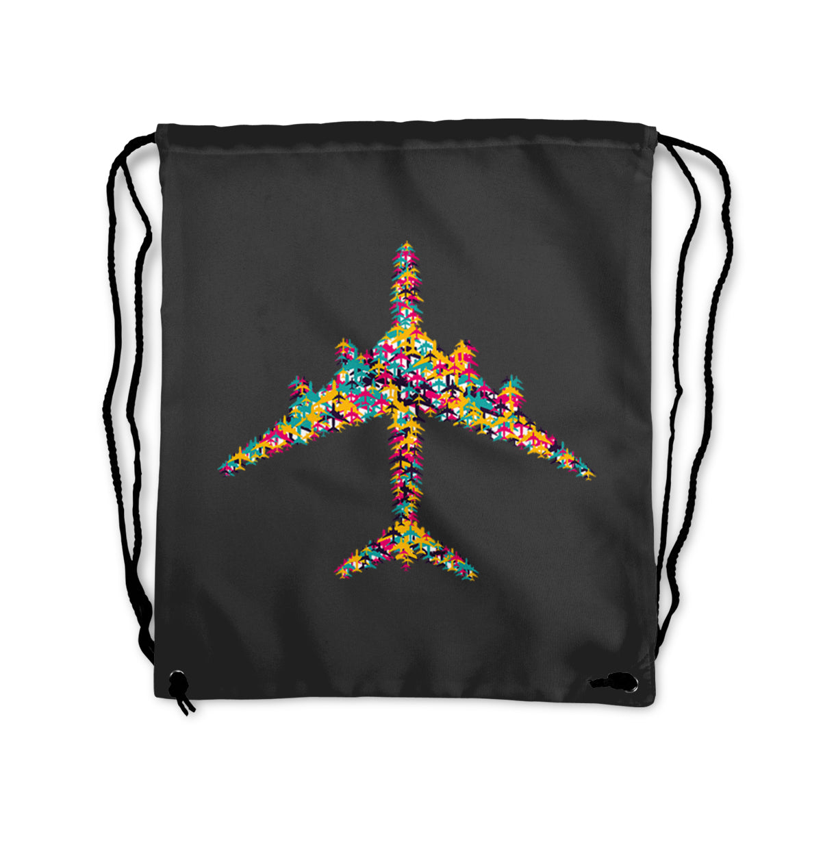 Colourful Airplane Designed Drawstring Bags