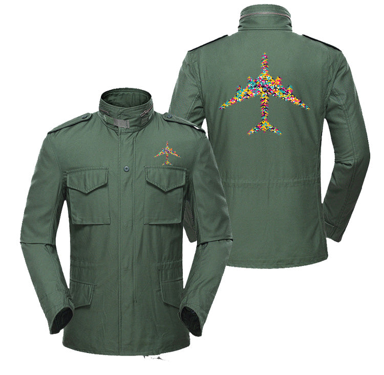 Colourful Airplane Designed Military Coats