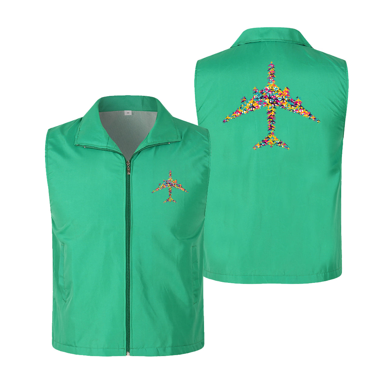 Colourful Airplane Designed Thin Style Vests