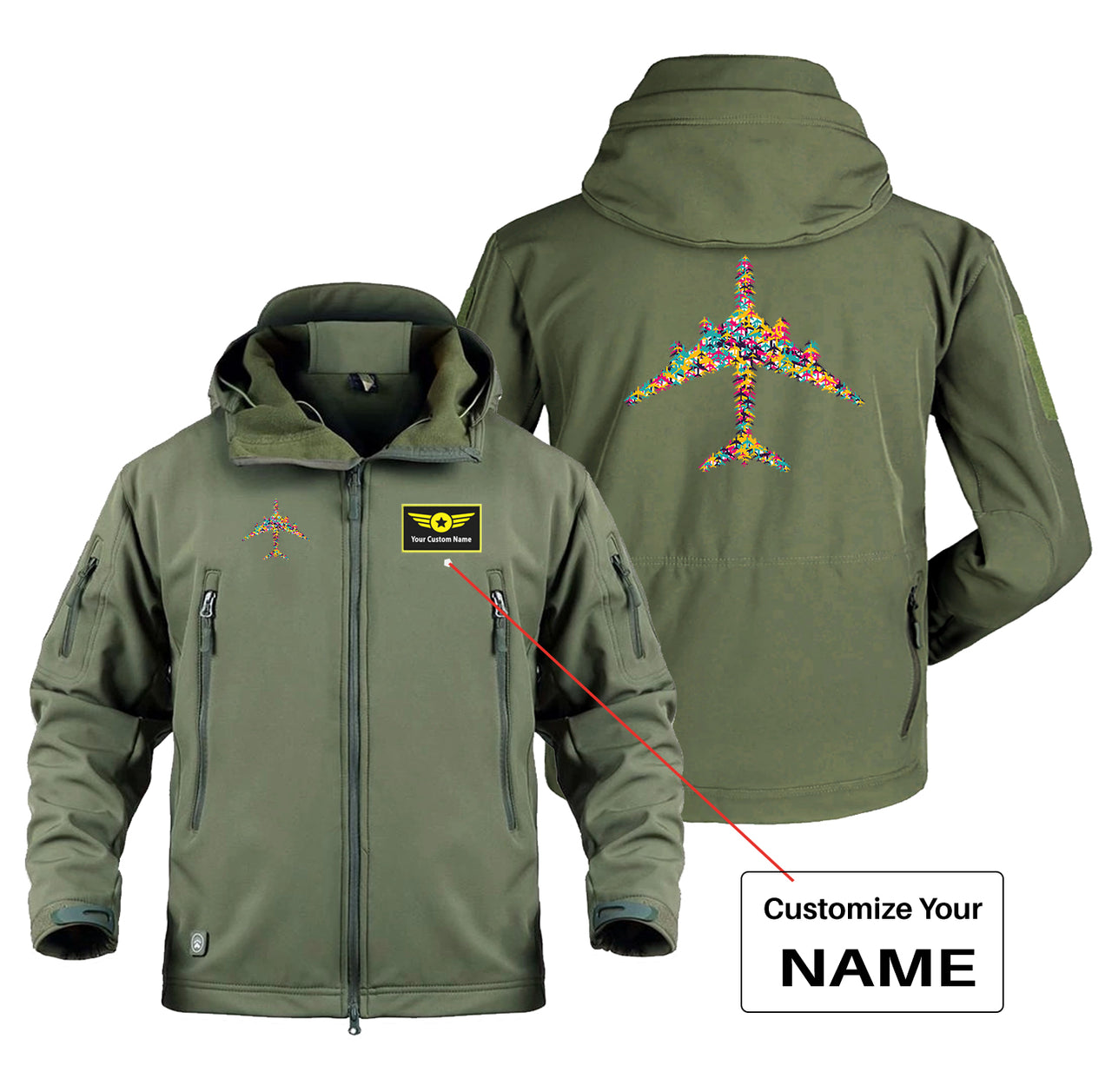 Colourful Airplane Designed Military Jackets (Customizable)