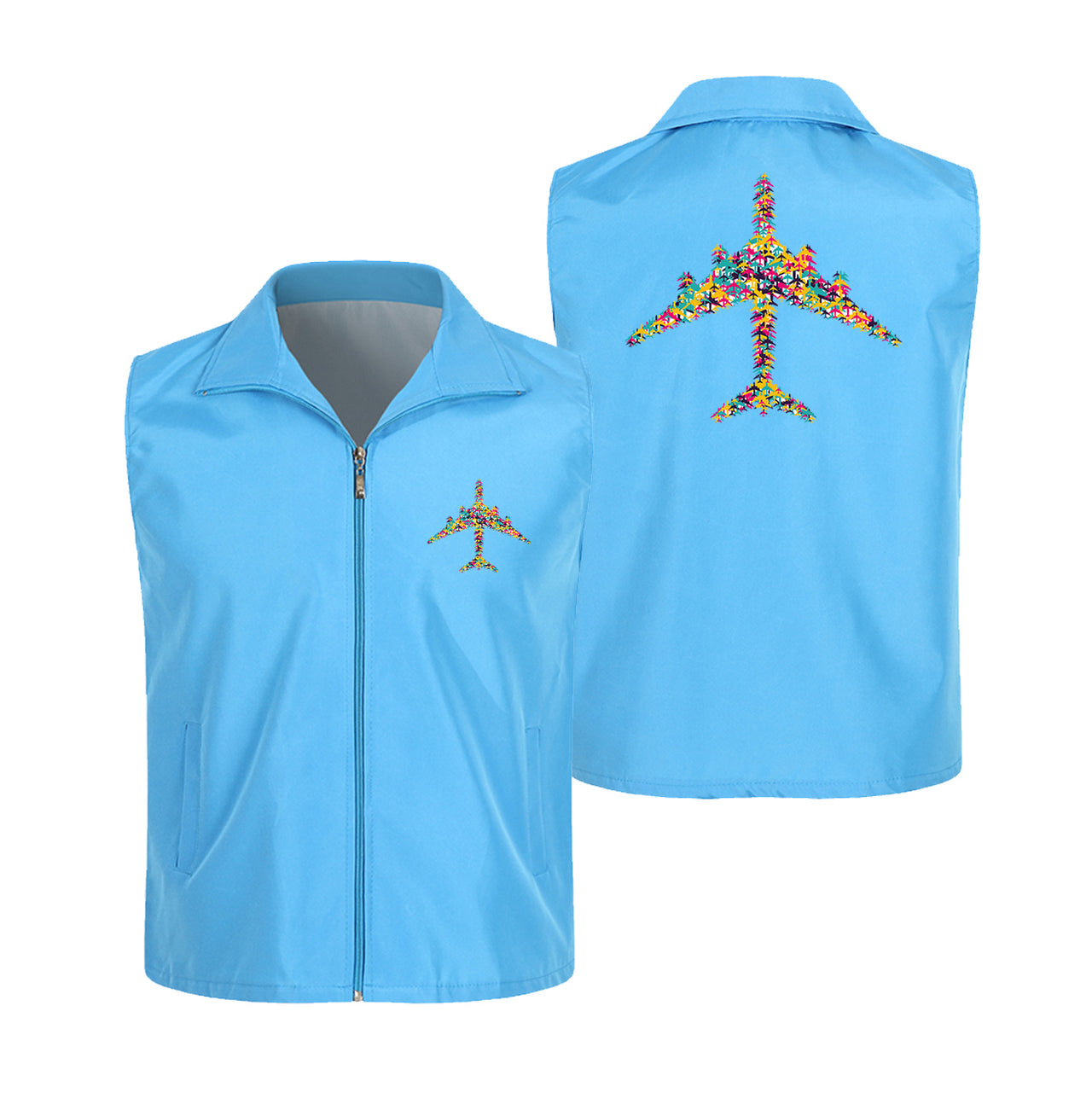 Colourful Airplane Designed Thin Style Vests