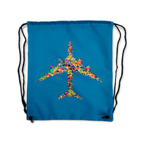 Thumbnail for Colourful Airplane Designed Drawstring Bags