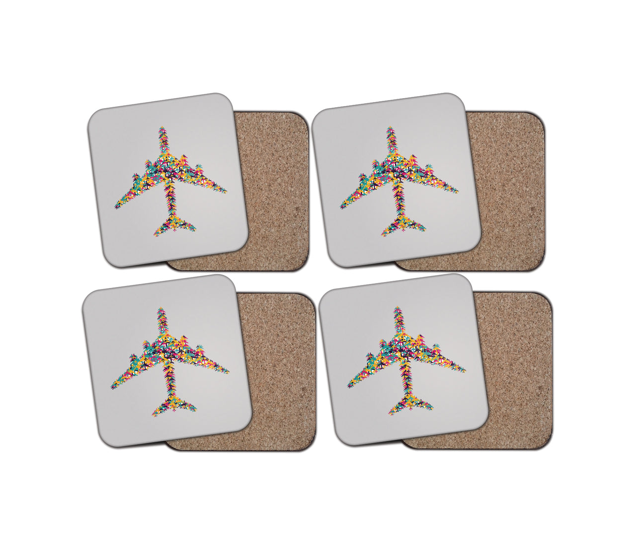 Colourful Airplane Designed Coasters