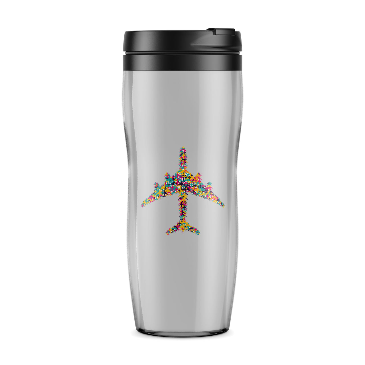 Colourful Airplane Designed Travel Mugs