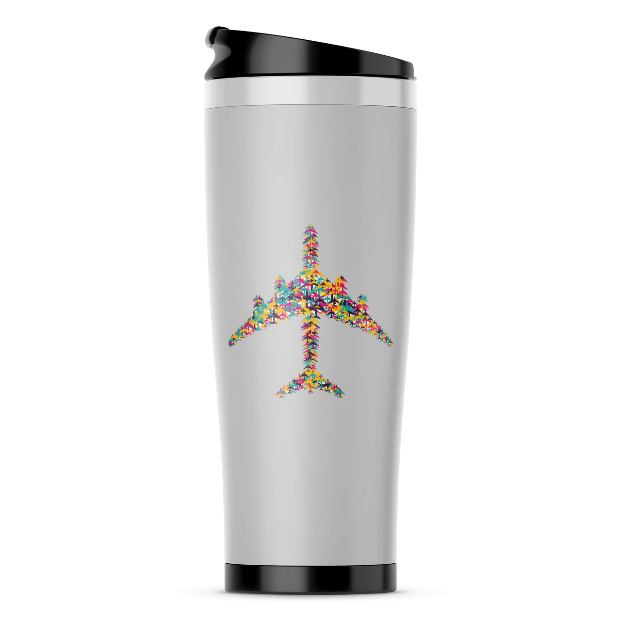 Colourful Airplane Designed Travel Mugs