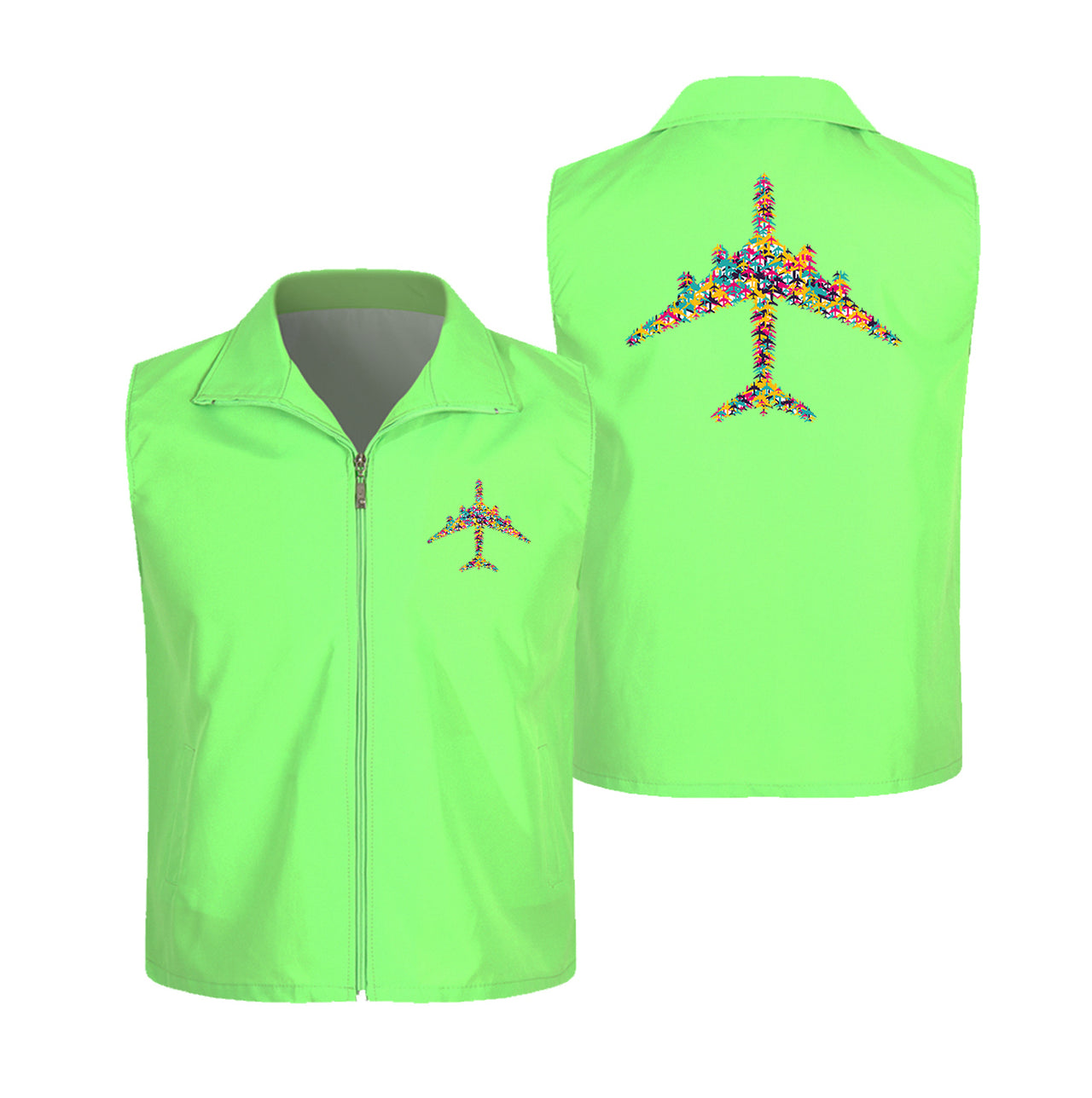 Colourful Airplane Designed Thin Style Vests