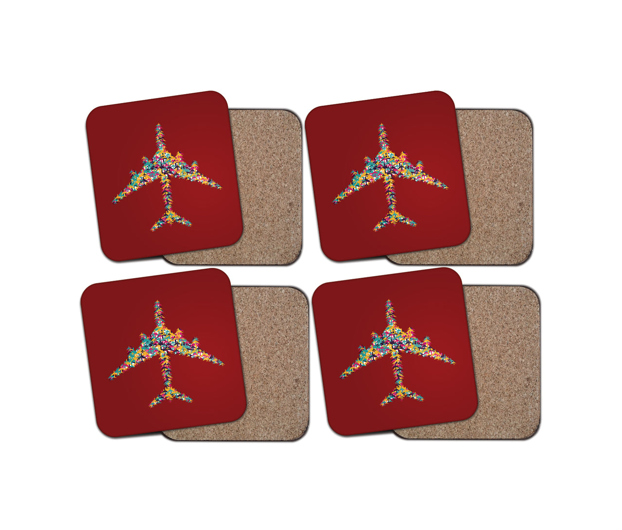 Colourful Airplane Designed Coasters