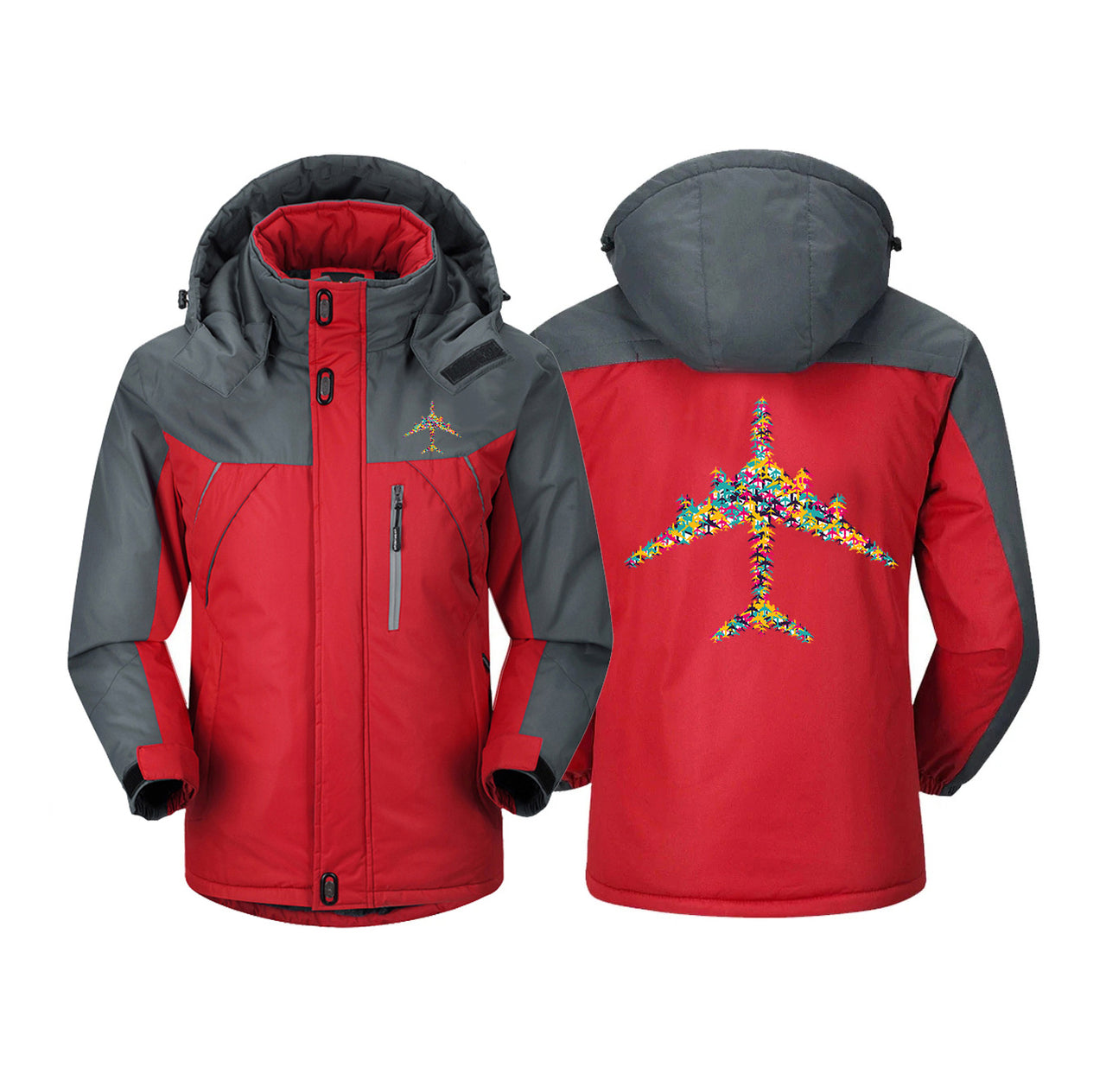 Colourful Airplane Designed Thick Winter Jackets