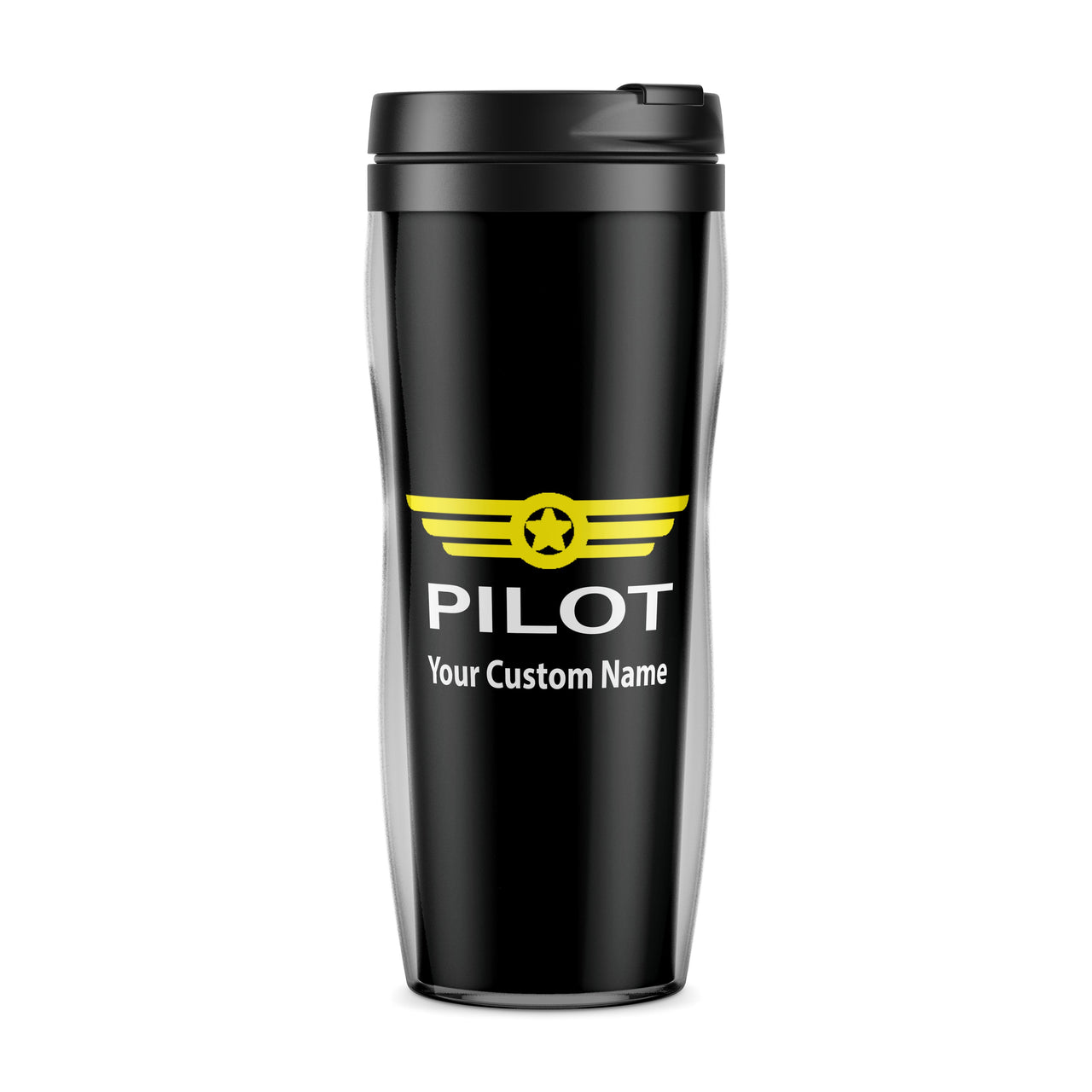 Custom Name & Pilot & Badge Designed Plastic Travel Mugs