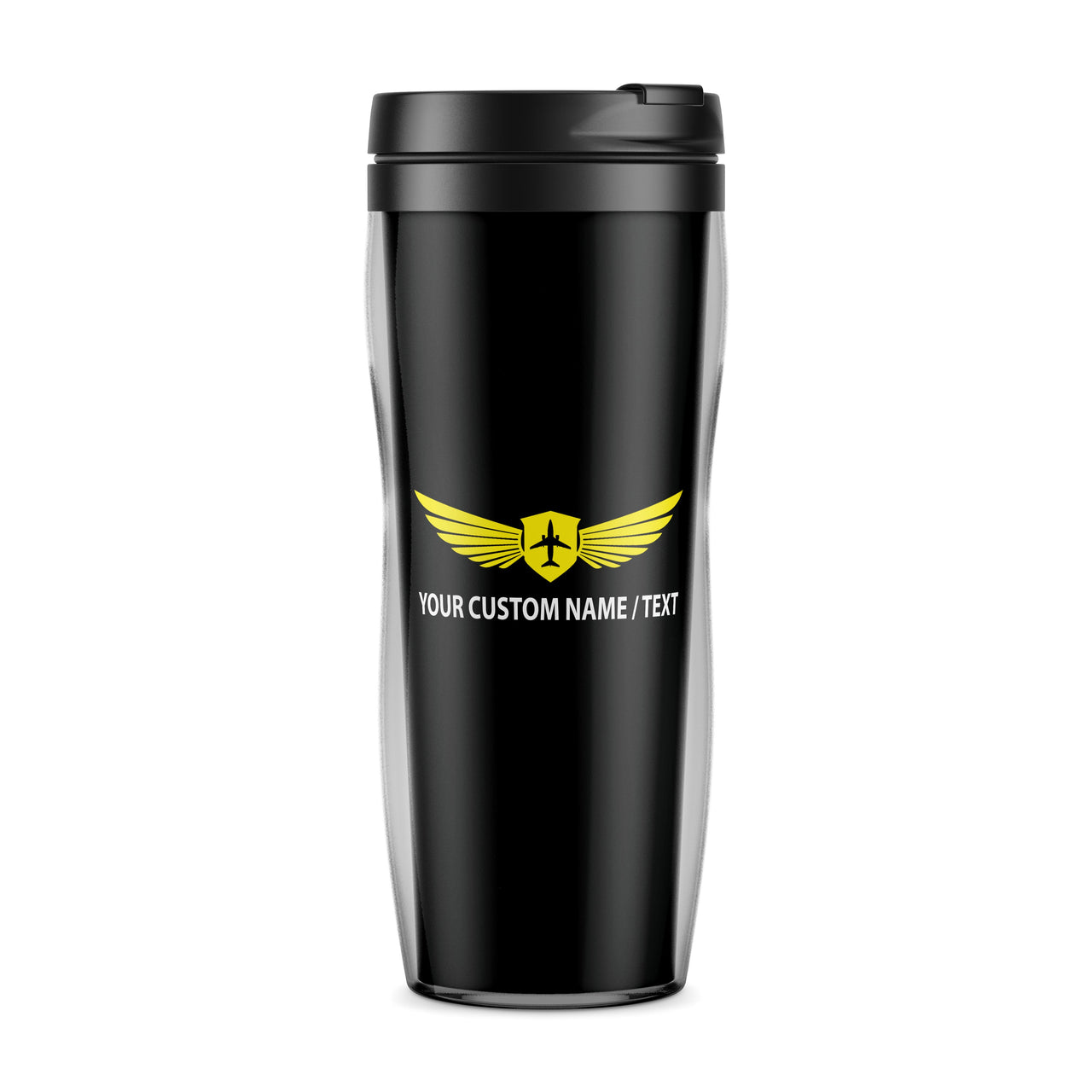 Custom Name "Badge 2" Designed Plastic Travel Mugs