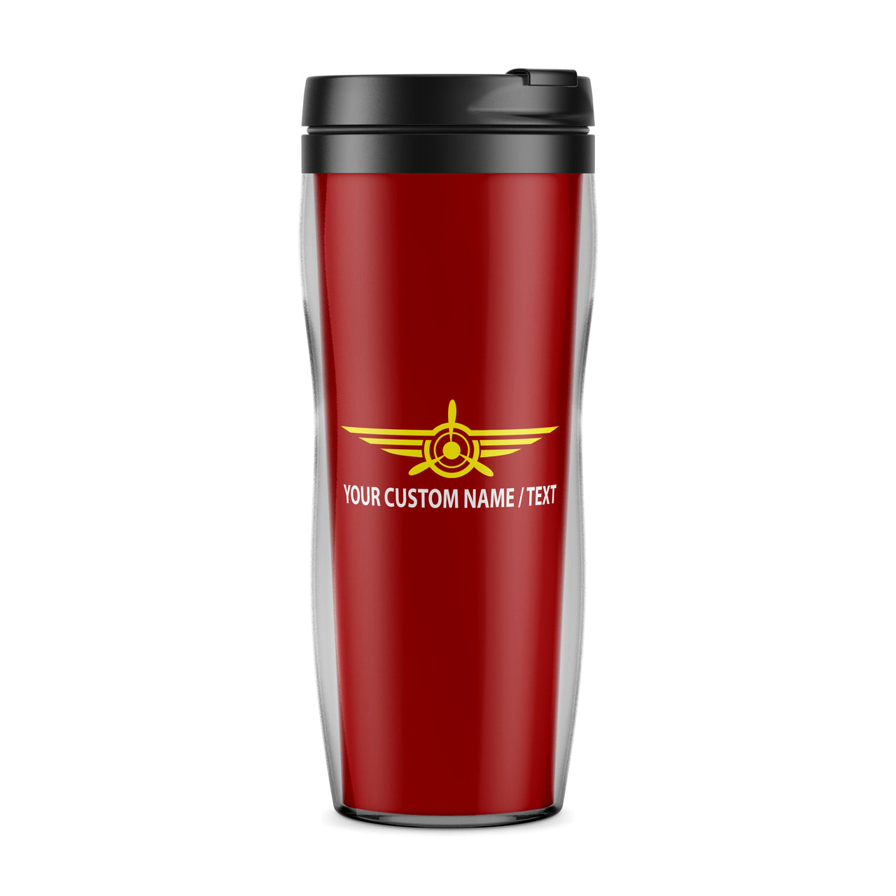 Custom Name "Badge 3" Designed Plastic Travel Mugs