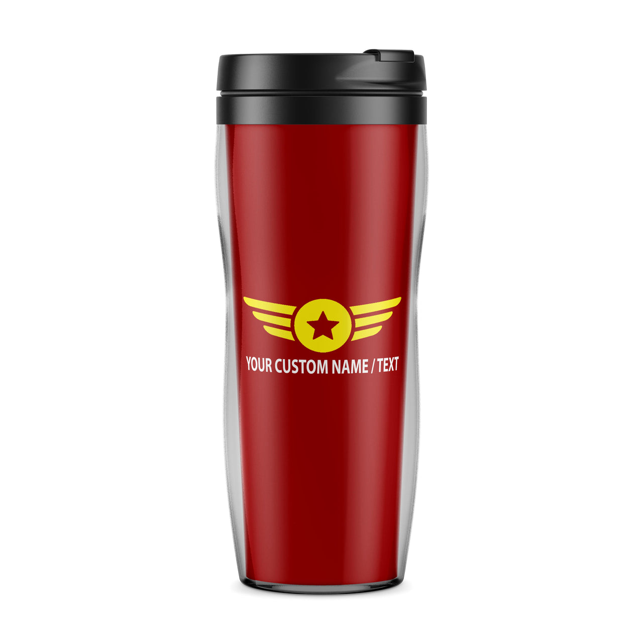 Custom Name "Badge 4" Designed Plastic Travel Mugs