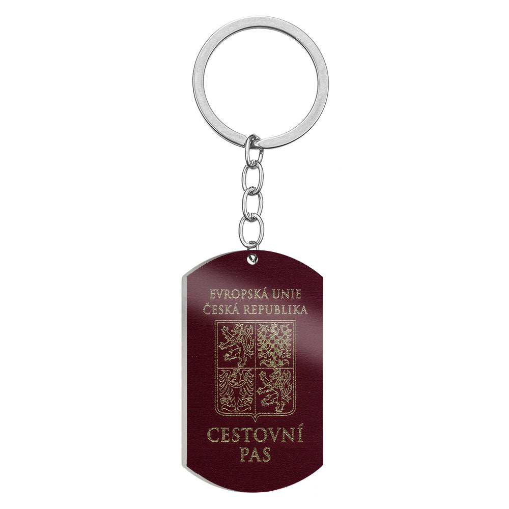 Czech Republic (Czechia) Passport Designed Stainless Steel Key Chains (Double Side)